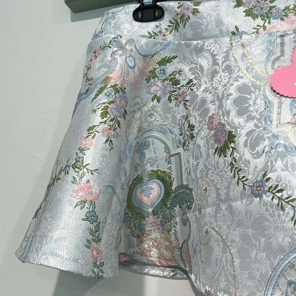 Sugar Thrillz Royal Regent Brocade Floral Patterned mini Skirt ice blue Pink xxl - Picture 2 of 6